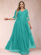 A-Line/Princess V-Neck 3/4 Sleeves Plus Size Mother of the Bride Dresses with Appliques & Sequins