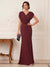 Trumpet/Mermaid V-Neck Short Sleeves Floor-Length Pleated Mother of the Bride Dresses with Rhinestone
