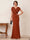 Trumpet/Mermaid V-Neck Short Sleeves Floor-Length Pleated Mother of the Bride Dresses with Rhinestone