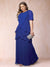 Sheath/Column Scoop Short Sleeves Chiffon Plus Size Mother of the Bride Dresses with Ruffles