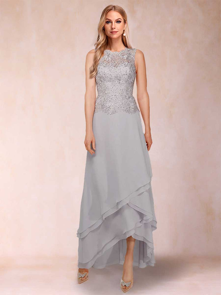 A-Line/Princess Scoop Chiffon Mother of the Bride Dresses with Jacket &amp; Appliques