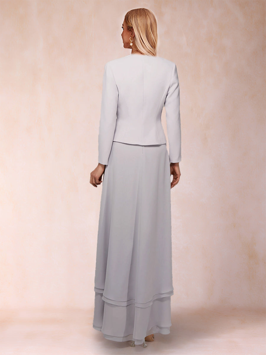 A-Line/Princess Scoop Chiffon Mother of the Bride Dresses with Jacket &amp; Appliques