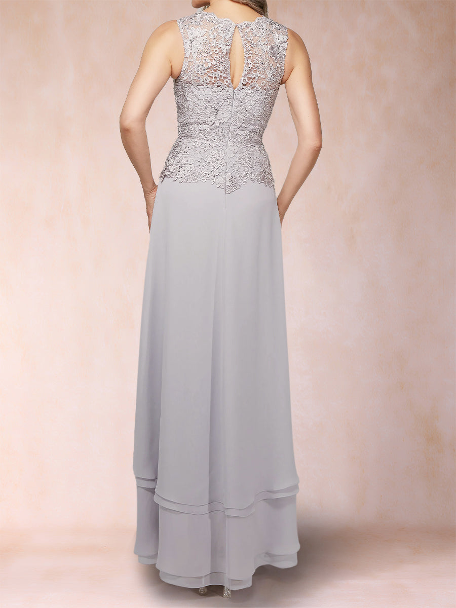 A-Line/Princess Scoop Chiffon Mother of the Bride Dresses with Jacket &amp; Appliques