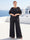 Black Chiffon Scoop Half Sleeves 2 Pieces Plus Size Jumpsuits with Ruches