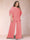 Black Chiffon Scoop Half Sleeves 2 Pieces Plus Size Jumpsuits with Ruches