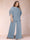 Black Chiffon Scoop Half Sleeves 2 Pieces Plus Size Jumpsuits with Ruches