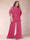 Black Chiffon Scoop Half Sleeves 2 Pieces Plus Size Jumpsuits with Ruches