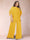 Black Chiffon Scoop Half Sleeves 2 Pieces Plus Size Jumpsuits with Ruches