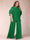 Black Chiffon Scoop Half Sleeves 2 Pieces Plus Size Jumpsuits with Ruches