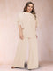 Black Chiffon Scoop Half Sleeves 2 Pieces Plus Size Jumpsuits with Ruches