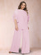 Black Chiffon Scoop Half Sleeves 2 Pieces Plus Size Jumpsuits with Ruches