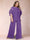 Black Chiffon Scoop Half Sleeves 2 Pieces Plus Size Jumpsuits with Ruches