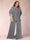 Black Chiffon Scoop Half Sleeves 2 Pieces Plus Size Jumpsuits with Ruches