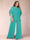 Black Chiffon Scoop Half Sleeves 2 Pieces Plus Size Jumpsuits with Ruches