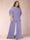Black Chiffon Scoop Half Sleeves 2 Pieces Plus Size Jumpsuits with Ruches