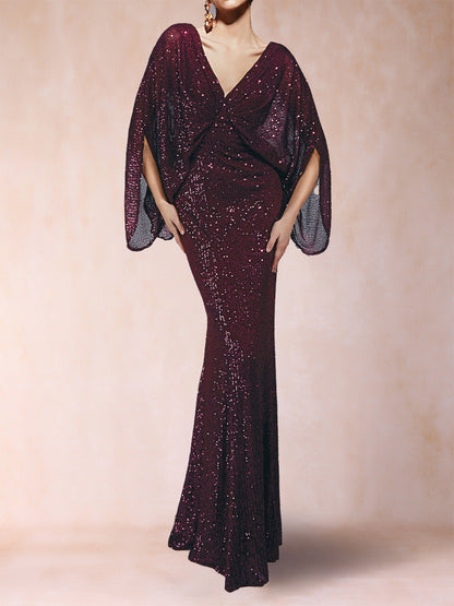 Sheath/Column V-Neck Floor-Length Ruched Mother of the Bride Dresses
