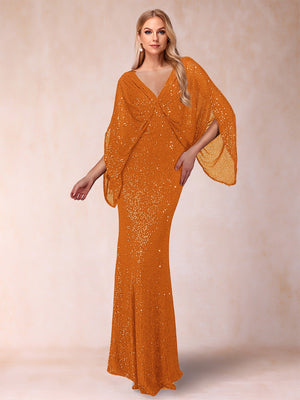 Sheath/Column V-Neck Floor-Length Ruched Mother of the Bride Dresses