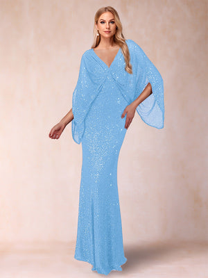 Sheath/Column V-Neck Floor-Length Ruched Mother of the Bride Dresses