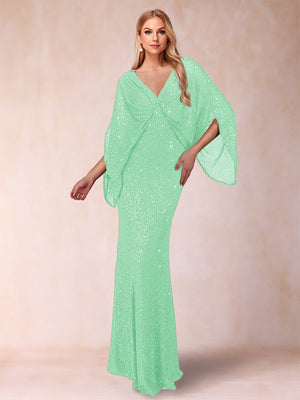 Sheath/Column V-Neck Floor-Length Ruched Mother of the Bride Dresses