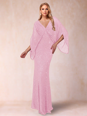 Sheath/Column V-Neck Floor-Length Ruched Mother of the Bride Dresses