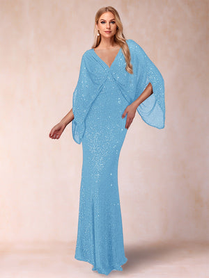 Sheath/Column V-Neck Floor-Length Ruched Mother of the Bride Dresses