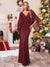 Sheath/Column V-Neck Floor-Length Ruched Christmas Dresses