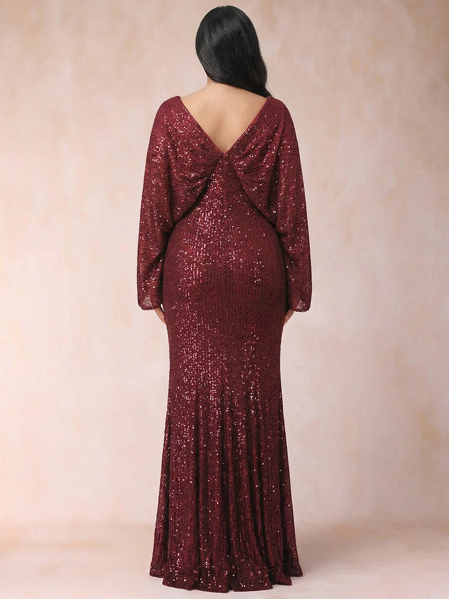 Sheath/Column V-Neck Floor-Length Ruched Plus Size Mother of the Bride Dresses