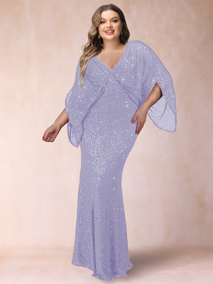 Sheath/Column V-Neck Floor-Length Ruched Plus Size Mother of the Bride Dresses