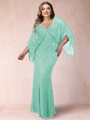 Sheath/Column V-Neck Floor-Length Ruched Plus Size Mother of the Bride Dresses