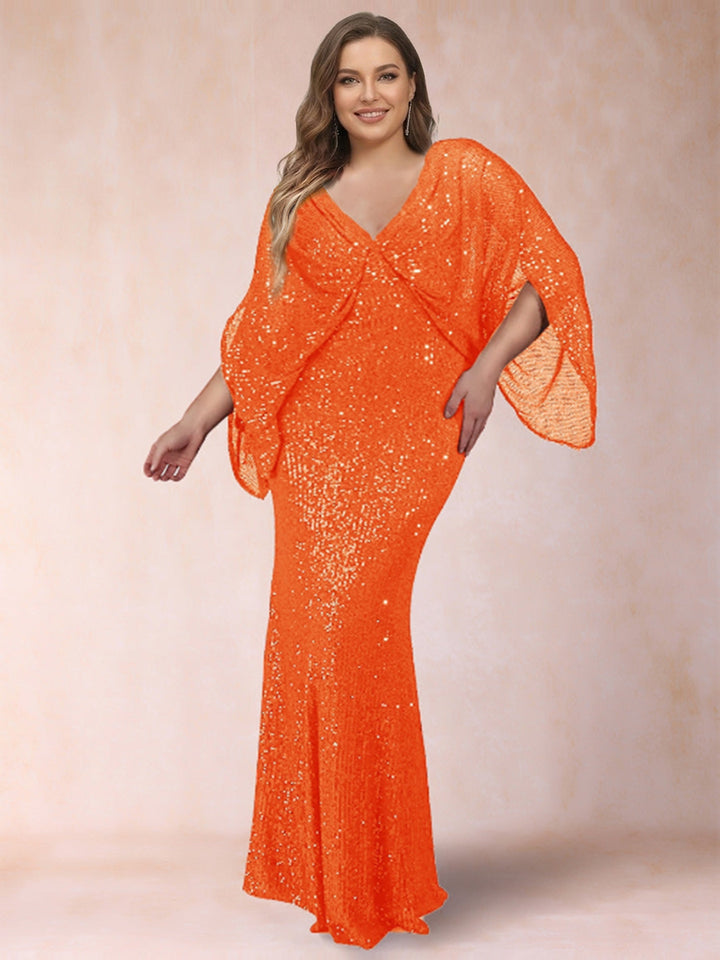 Sheath/Column V-Neck Floor-Length Ruched Plus Size Mother of the Bride Dresses