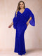 Sheath/Column V-Neck Floor-Length Ruched Plus Size Mother of the Bride Dresses