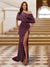 Sheath/Column One-Shoulder Ruched Satin Long Evening Dresses with Split Side