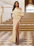 Sheath/Column One-Shoulder Ruched Satin Long Evening Dresses with Split Side
