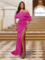 Sheath/Column One-Shoulder Ruched Satin Long Evening Dresses with Split Side