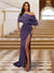 Sheath/Column One-Shoulder Ruched Satin Long Evening Dresses with Split Side
