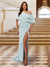 Sheath/Column One-Shoulder Ruched Satin Long Evening Dresses with Split Side