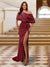 Sheath/Column One-Shoulder Ruched Satin Long Evening Dresses with Split Side