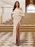 Sheath/Column One-Shoulder Ruched Satin Long Evening Dresses with Split Side