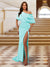 Sheath/Column One-Shoulder Ruched Satin Long Evening Dresses with Split Side