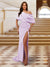 Sheath/Column One-Shoulder Ruched Satin Long Evening Dresses with Split Side