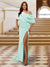 Sheath/Column One-Shoulder Ruched Satin Long Evening Dresses with Split Side