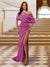 Sheath/Column One-Shoulder Ruched Satin Long Evening Dresses with Split Side