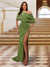 Sheath/Column One-Shoulder Ruched Satin Long Evening Dresses with Split Side