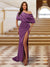 Sheath/Column One-Shoulder Ruched Satin Long Evening Dresses with Split Side