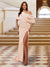 Sheath/Column One-Shoulder Ruched Satin Long Evening Dresses with Split Side