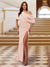 Sheath/Column One-Shoulder Ruched Satin Long Evening Dresses with Split Side
