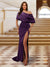 Sheath/Column One-Shoulder Ruched Satin Long Evening Dresses with Split Side