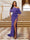 Sheath/Column One-Shoulder Ruched Satin Long Evening Dresses with Split Side