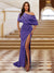 Sheath/Column One-Shoulder Ruched Satin Long Evening Dresses with Split Side