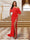 Sheath/Column One-Shoulder Ruched Satin Long Evening Dresses with Split Side